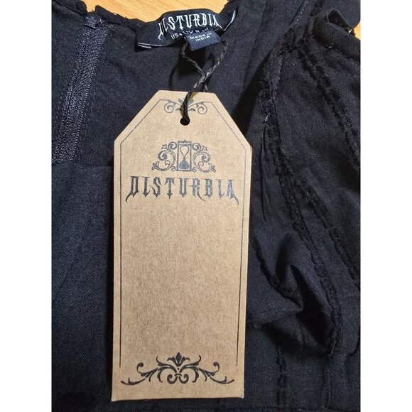 Disturbia Blythe Handkerchief Maxi Dress Black US 4 UK 8 Goth Witchy Whimsigoth - Picture 15 of 16